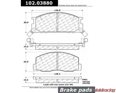 Centric C-Tek Semi-Metallic Brake Pads with Shims 102.03880 - 102.03880