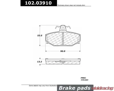 Centric C-Tek Semi-Metallic Brake Pads with Shims 102.03910 - 102.03910