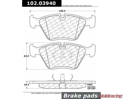 Centric C-Tek Semi-Metallic Brake Pads with Shims 102.03940 - 102.03940