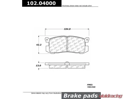 Centric C-Tek Semi-Metallic Brake Pads with Shims 102.04000 - 102.04000