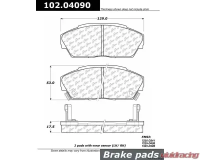 Centric C-Tek Semi-Metallic Brake Pads with Shims 102.04090 - 102.04090