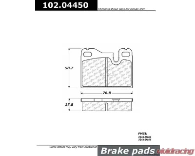 Centric C-Tek Semi-Metallic Brake Pads with Shims 102.04450 - 102.04450