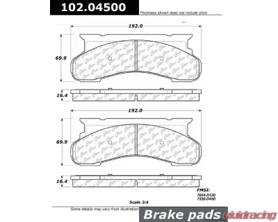 Centric C-Tek Semi-Metallic Brake Pads with Shims 102.04500 - 102.04500