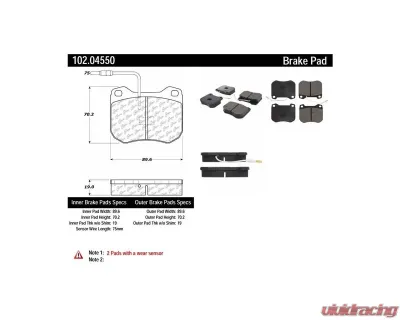 Centric C-Tek Semi-Metallic Brake Pads with Shims 102.04550 - 102.04550
