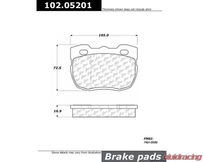 Centric C-Tek Semi-Metallic Brake Pads with Shims 102.05201 - 102.05201