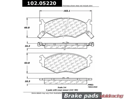 Centric C-Tek Semi-Metallic Brake Pads with Shims 102.05220 - 102.05220
