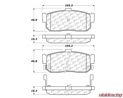 Centric C-Tek Semi-Metallic Brake Pads with Shims 102.05400 - 102.05400