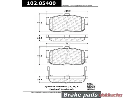 Centric C-Tek Semi-Metallic Brake Pads with Shims 102.05400 - 102.05400