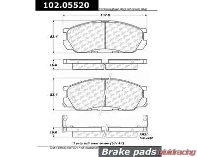 Centric C-Tek Semi-Metallic Brake Pads with Shims 102.05520 - 102.05520