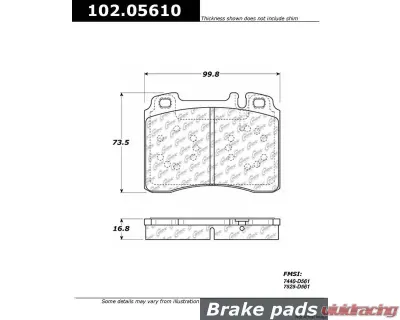 Centric C-Tek Semi-Metallic Brake Pads with Shims 102.05610 - 102.05610