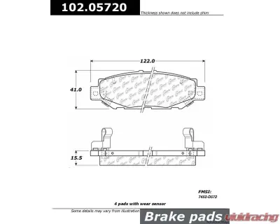 Centric C-Tek Semi-Metallic Brake Pads with Shims 102.05720 - 102.05720