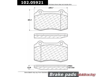 Centric C-Tek Semi-Metallic Brake Pads with Shims 102.05921 - 102.05921