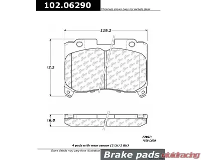 Centric C-Tek Semi-Metallic Brake Pads with Shims 102.06290 - 102.06290
