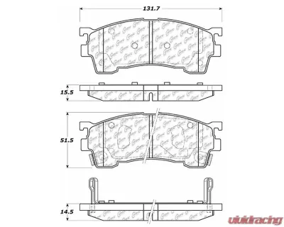 Centric C-Tek Semi-Metallic Brake Pads with Shims 102.06370 - 102.06370