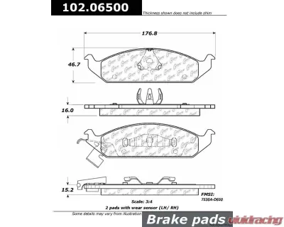 Centric C-Tek Semi-Metallic Brake Pads with Shims 102.06500 - 102.06500