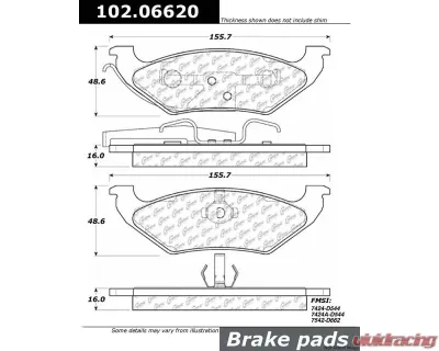 Centric C-Tek Semi-Metallic Brake Pads with Shims 102.06620 - 102.06620