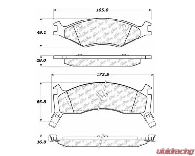 Centric C-Tek Semi-Metallic Brake Pads with Shims 102.06700 - 102.06700