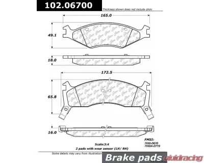 Centric C-Tek Semi-Metallic Brake Pads with Shims 102.06700 - 102.06700