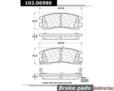 Centric C-Tek Semi-Metallic Brake Pads with Shims 102.06980 - 102.06980