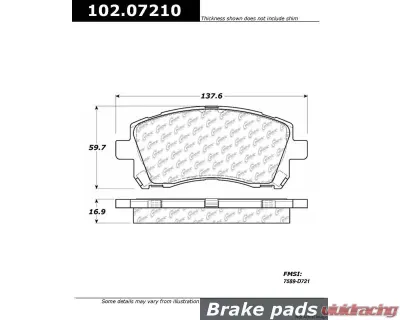 Centric C-Tek Semi-Metallic Brake Pads with Shims 102.07210 - 102.07210