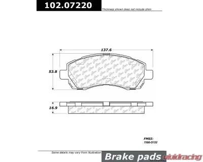 Centric C-Tek Semi-Metallic Brake Pads with Shims 102.07220 - 102.07220