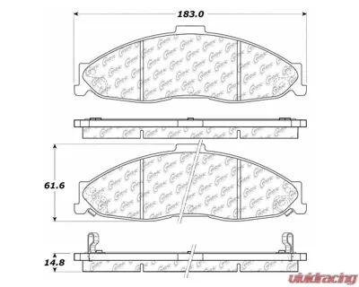 Centric C-Tek Semi-Metallic Brake Pads with Shims 102.07490 - 102.07490