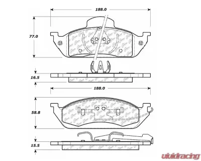 Centric C-Tek Semi-Metallic Brake Pads with Shims 102.07600 - 102.07600
