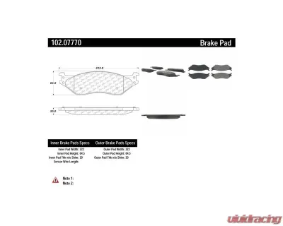 Centric C-Tek Semi-Metallic Brake Pads with Shims 102.07770 - 102.07770