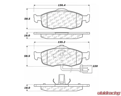 Centric C-Tek Semi-Metallic Brake Pads with Shims 102.08010 - 102.08010