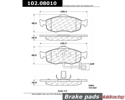 Centric C-Tek Semi-Metallic Brake Pads with Shims 102.08010 - 102.08010