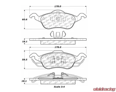 Centric C-Tek Semi-Metallic Brake Pads with Shims 102.08160 - 102.08160