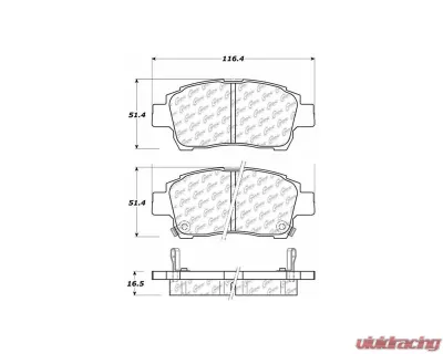 Centric C-Tek Semi-Metallic Brake Pads with Shims 102.08220 - 102.08220