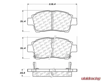 Centric C-Tek Semi-Metallic Brake Pads with Shims 102.08220 - 102.08220