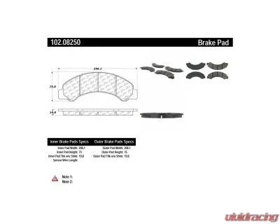 Centric C-Tek Semi-Metallic Brake Pads with Shims 102.08250 - 102.08250