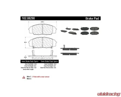 Centric C-Tek Semi-Metallic Brake Pads with Shims 102.08290 - 102.08290