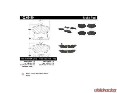 Centric C-Tek Semi-Metallic Brake Pads with Shims 102.08410 - 102.08410