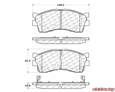 Centric C-Tek Semi-Metallic Brake Pads with Shims 102.08890 - 102.08890
