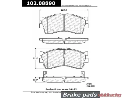 Centric C-Tek Semi-Metallic Brake Pads with Shims 102.08890 - 102.08890