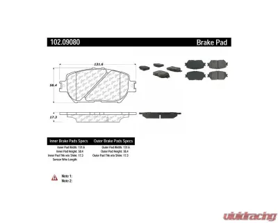 Centric C-Tek Semi-Metallic Brake Pads with Shims 102.09080 - 102.09080