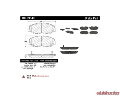 Centric C-Tek Semi-Metallic Brake Pads with Shims 102.09140 - 102.09140