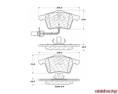 Centric C-Tek Semi-Metallic Brake Pads with Shims 102.09151 - 102.09151