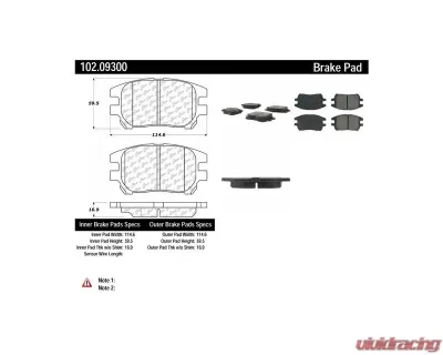 Centric C-Tek Semi-Metallic Brake Pads with Shims 102.09300 - 102.09300