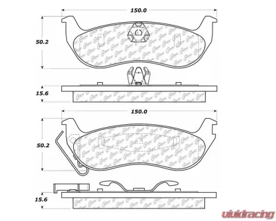 Centric C-Tek Semi-Metallic Brake Pads with Shims 102.09320 - 102.09320