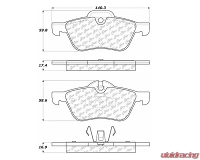 Centric C-Tek Semi-Metallic Brake Pads with Shims 102.09390 - 102.09390