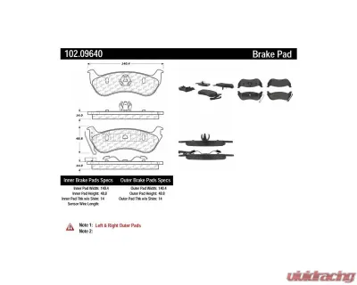 Centric C-Tek Semi-Metallic Brake Pads with Shims 102.09640 - 102.09640