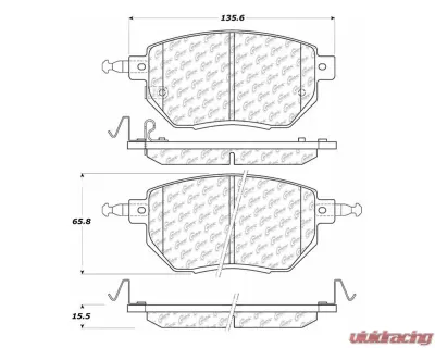 Centric C-Tek Semi-Metallic Brake Pads with Shims 102.09690 - 102.09690