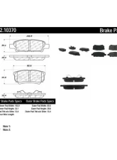 Centric C-Tek Semi-Metallic Brake Pads with Shims 102.10370                                     - 102.10370 - Image 2