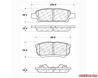 Centric C-Tek Semi-Metallic Brake Pads with Shims 102.10370 - 102.10370