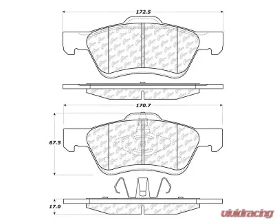 Centric C-Tek Semi-Metallic Brake Pads with Shims 102.10471 - 102.10471