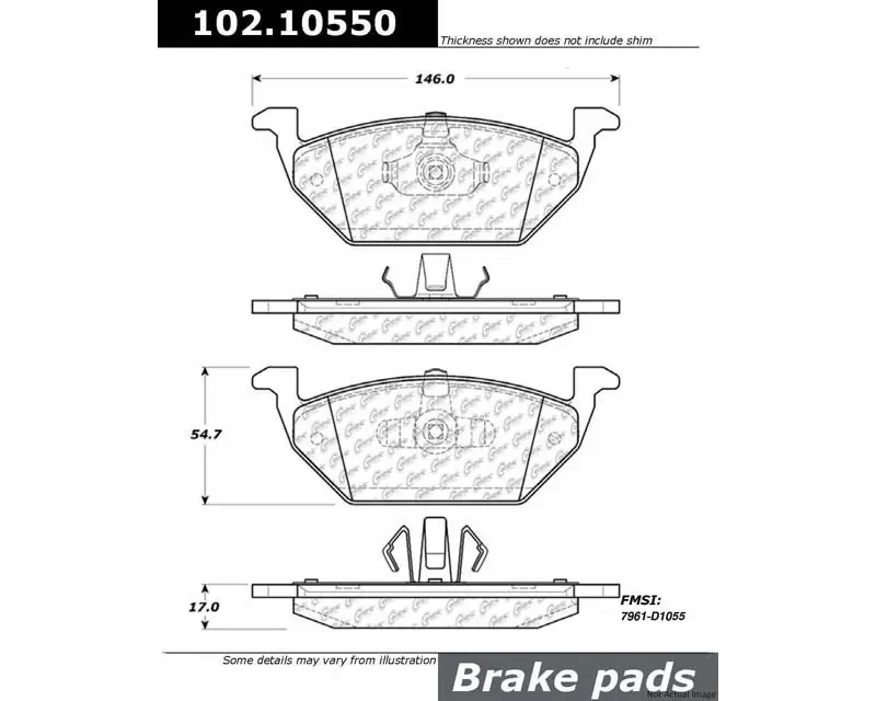 Centric C-Tek Semi-Metallic Brake Pads with Shims 102.10550 - 102.10550